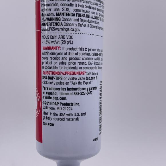 TWO White DAP Waterproof Kwik Seal Adhesive Caulk Low Odor Kitchen Bath Plumbing - Picture 5 of 6